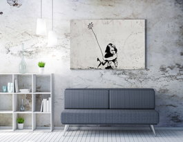 Wallity WY08 Banksy Lienzo Decorativo enmarcado 50 x 70 cm